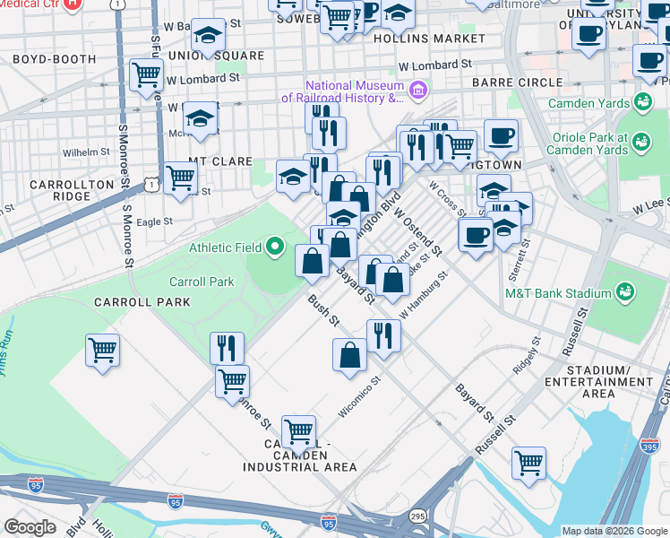 map of restaurants, bars, coffee shops, grocery stores, and more near 101 Independence Avenue Southeast in Washington