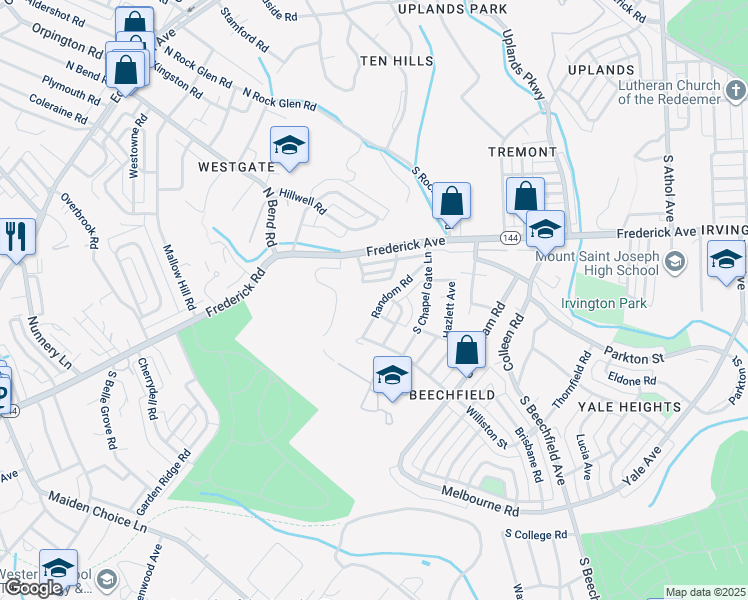 map of restaurants, bars, coffee shops, grocery stores, and more near 516 Random Road in Baltimore