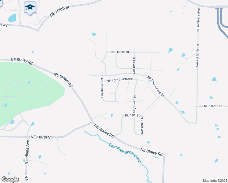map of restaurants, bars, coffee shops, grocery stores, and more near 5012 Northeast 103rd Court in Kansas City