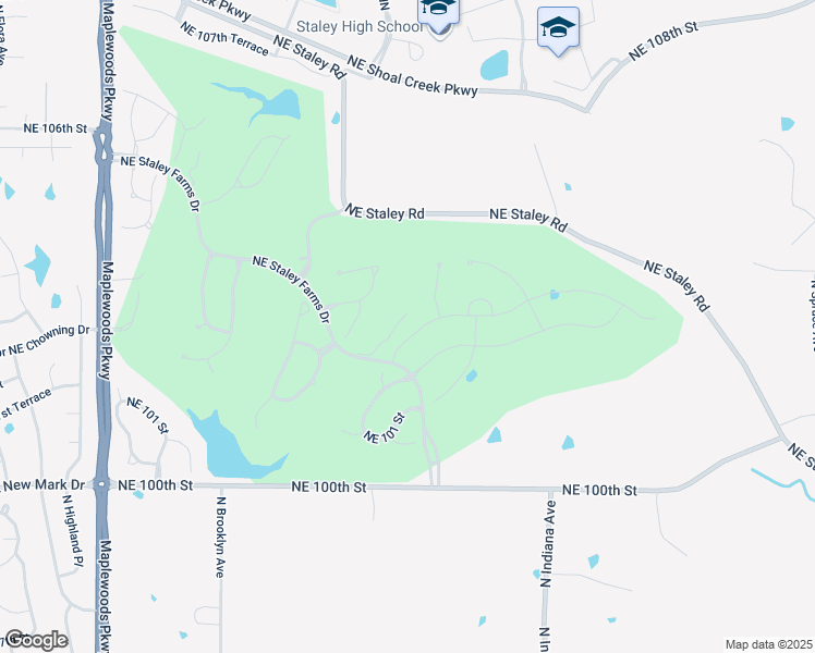 map of restaurants, bars, coffee shops, grocery stores, and more near 2811 Northeast 102nd Terrace in Kansas City