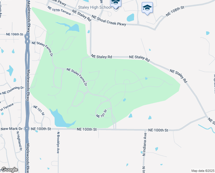 map of restaurants, bars, coffee shops, grocery stores, and more near 2811 Northeast 102nd Terrace in Kansas City
