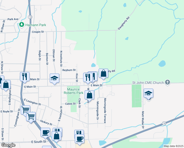 map of restaurants, bars, coffee shops, grocery stores, and more near 1006 Mitchell Avenue in Richmond