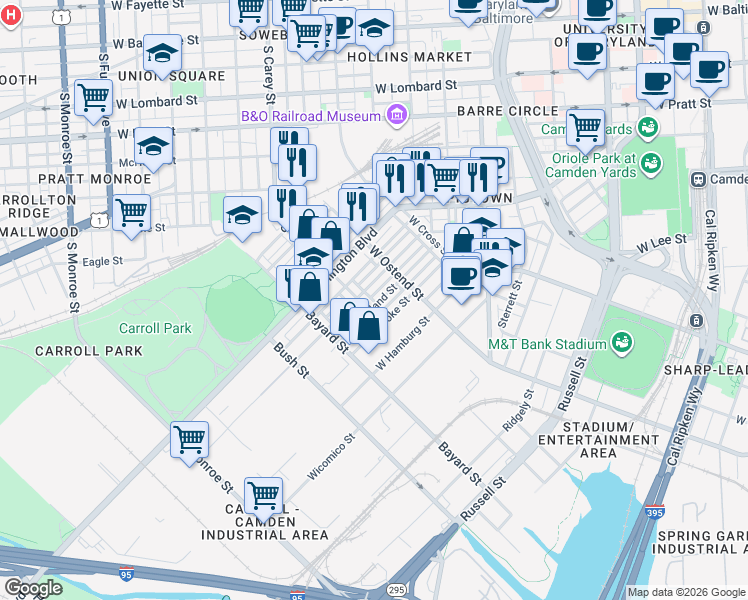 map of restaurants, bars, coffee shops, grocery stores, and more near 101 Independence Avenue Southeast in Washington
