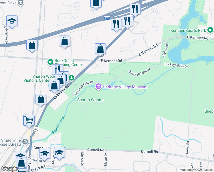 map of restaurants, bars, coffee shops, grocery stores, and more near in Cincinnati