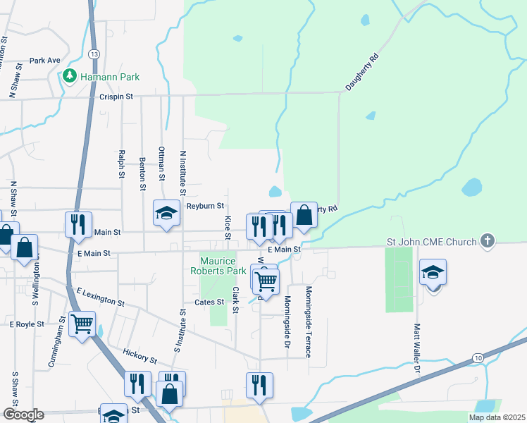 map of restaurants, bars, coffee shops, grocery stores, and more near 1006 Mitchell Avenue in Richmond