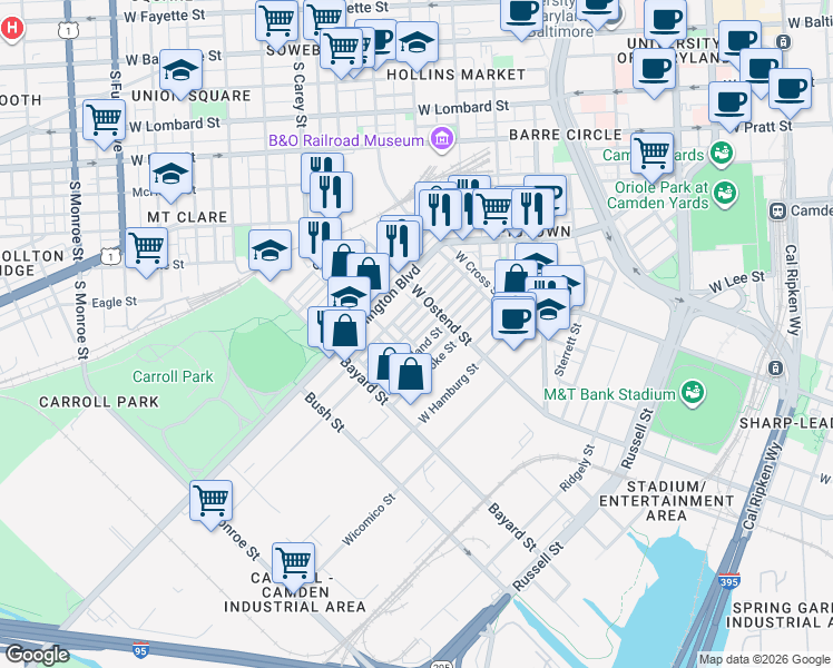 map of restaurants, bars, coffee shops, grocery stores, and more near 101 Independence Avenue Southeast in Washington