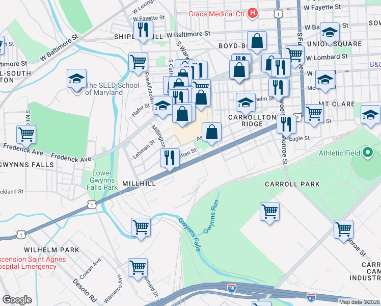 map of restaurants, bars, coffee shops, grocery stores, and more near 101 Independence Avenue Southeast in Washington