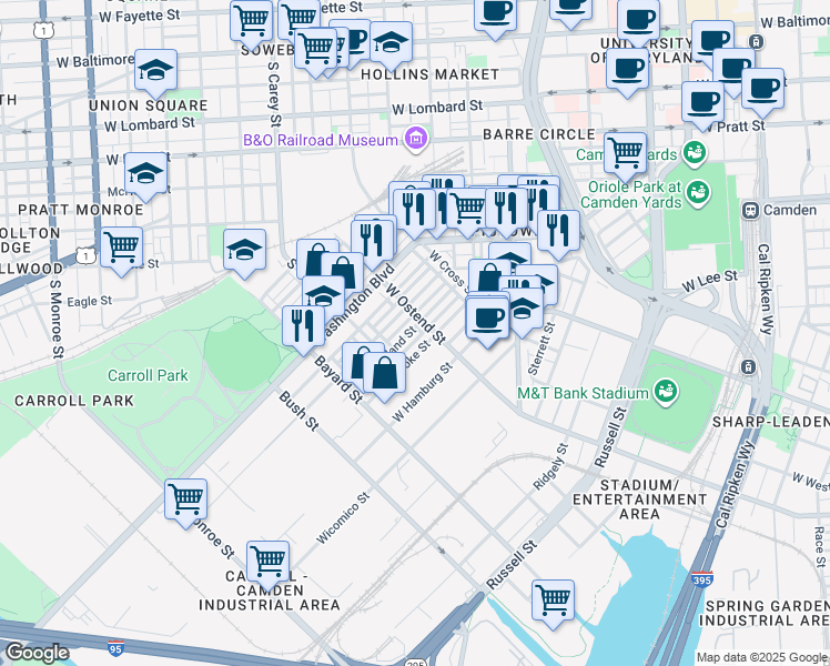 map of restaurants, bars, coffee shops, grocery stores, and more near 101 Independence Avenue Southeast in Washington