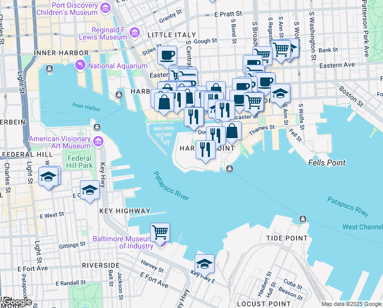 map of restaurants, bars, coffee shops, grocery stores, and more near 1000 Wills Street in Baltimore