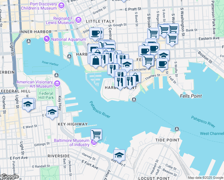map of restaurants, bars, coffee shops, grocery stores, and more near 1000 Wills Street in Baltimore
