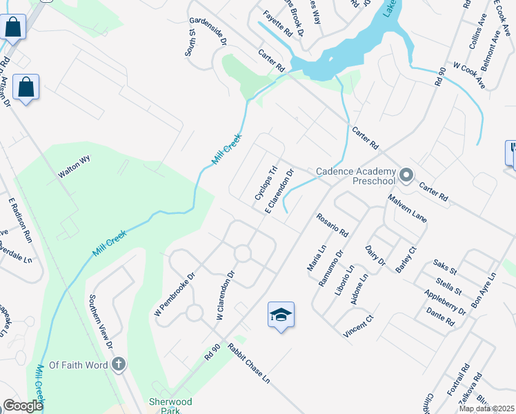 map of restaurants, bars, coffee shops, grocery stores, and more near 2 Cyclops Trail in Smyrna