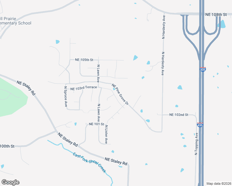 map of restaurants, bars, coffee shops, grocery stores, and more near 5012 Northeast 103rd Court in Kansas City