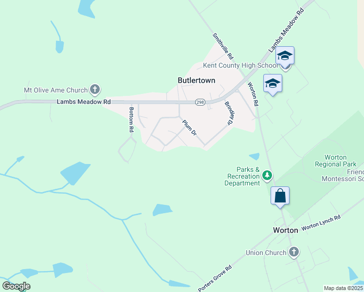 map of restaurants, bars, coffee shops, grocery stores, and more near 11054 Austin Lane in Worton