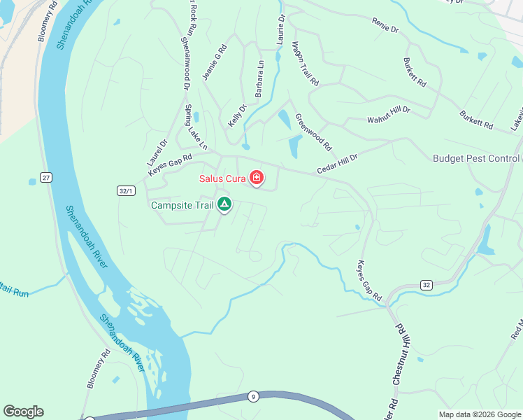 map of restaurants, bars, coffee shops, grocery stores, and more near 110 Old Trail Way in Harpers Ferry