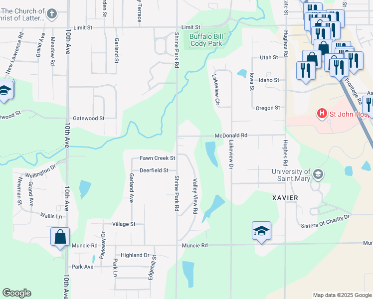 map of restaurants, bars, coffee shops, grocery stores, and more near 3735 Shrine Park Road in Leavenworth