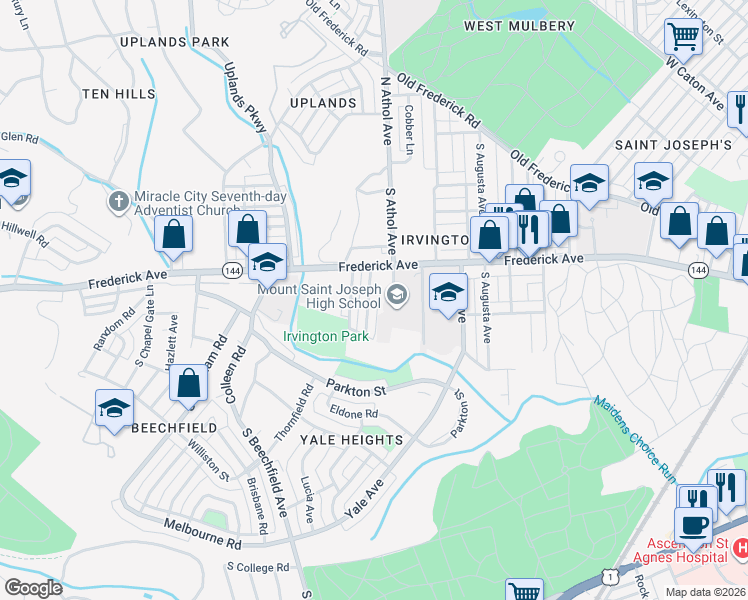 map of restaurants, bars, coffee shops, grocery stores, and more near 339 Marydell Road in Baltimore