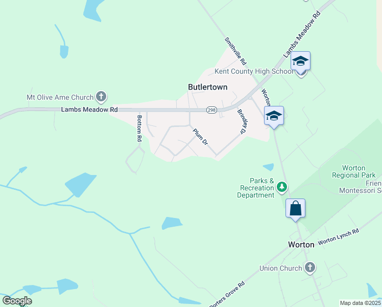 map of restaurants, bars, coffee shops, grocery stores, and more near 11054 Austin Lane in Worton
