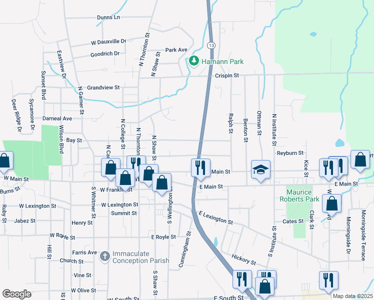 map of restaurants, bars, coffee shops, grocery stores, and more near 304 East Buchanan Street in Richmond