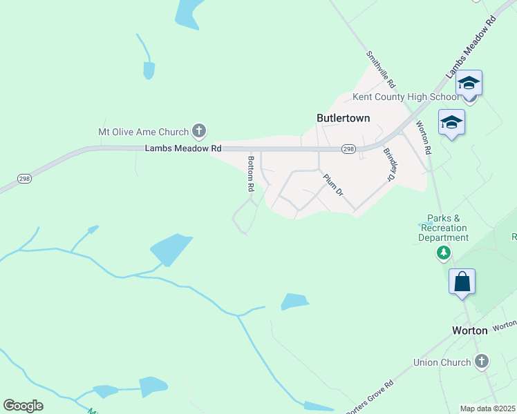 map of restaurants, bars, coffee shops, grocery stores, and more near 11029 Bottom Road in Worton