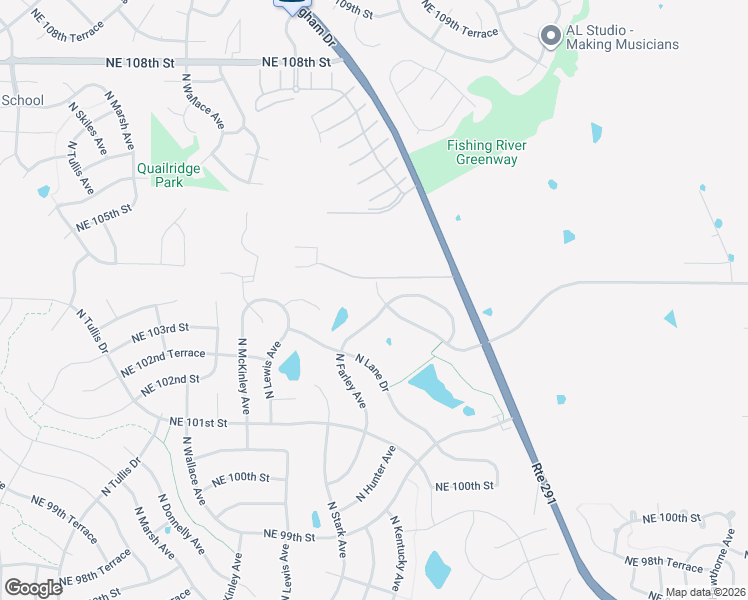 map of restaurants, bars, coffee shops, grocery stores, and more near 10308 North Lane Drive in Kansas City