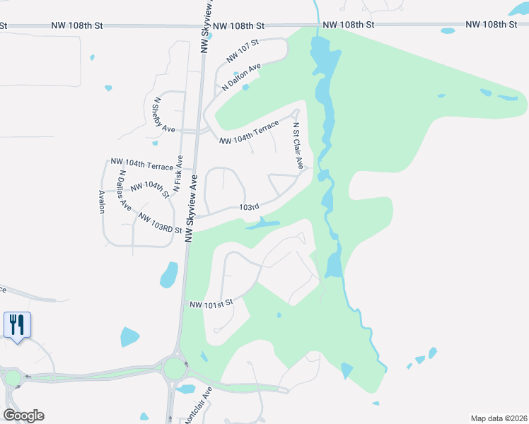 map of restaurants, bars, coffee shops, grocery stores, and more near 5909 103rd in Kansas City