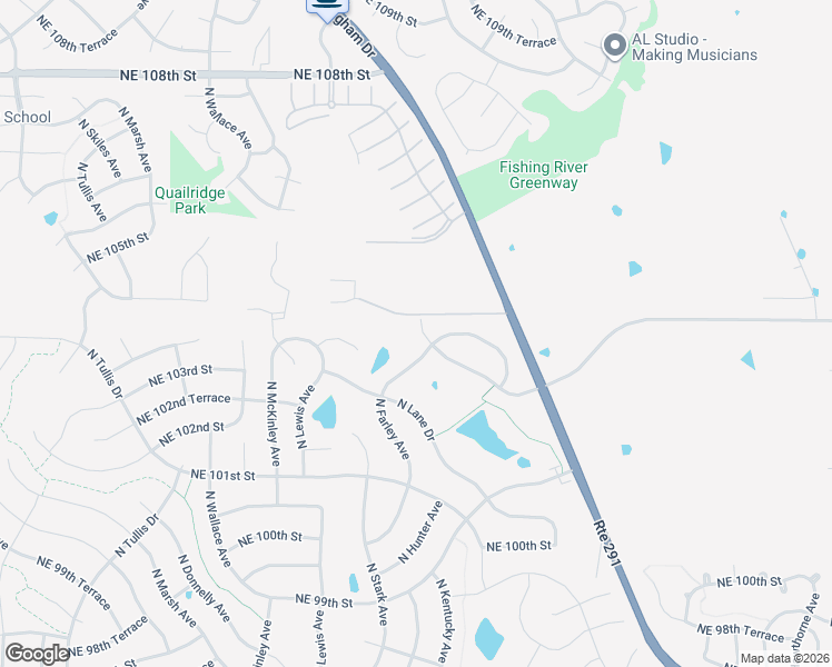 map of restaurants, bars, coffee shops, grocery stores, and more near 10308 North Lane Drive in Kansas City