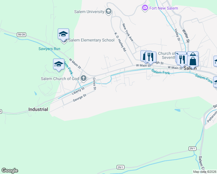 map of restaurants, bars, coffee shops, grocery stores, and more near 78 Carolina Avenue in Salem