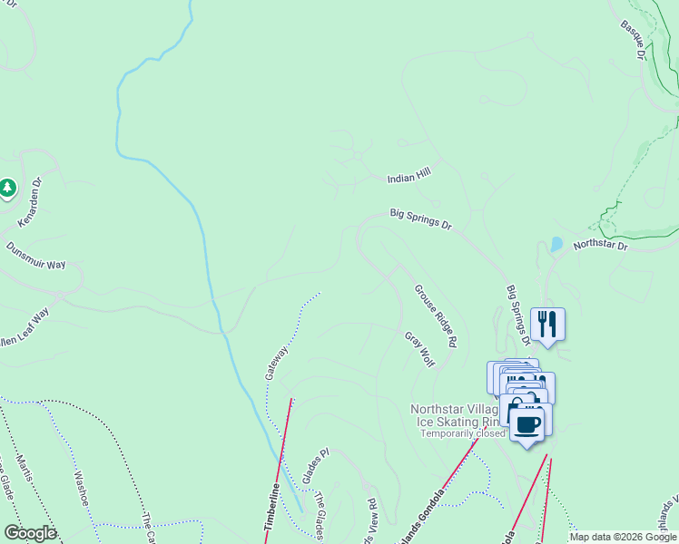 map of restaurants, bars, coffee shops, grocery stores, and more near 1808 Woods Point Way in Truckee