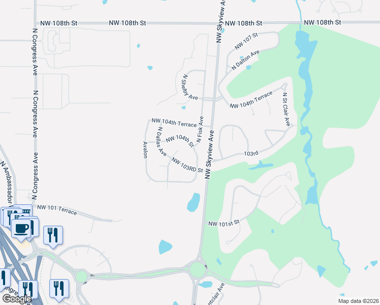 map of restaurants, bars, coffee shops, grocery stores, and more near 10310 North Fisk Avenue in Kansas City