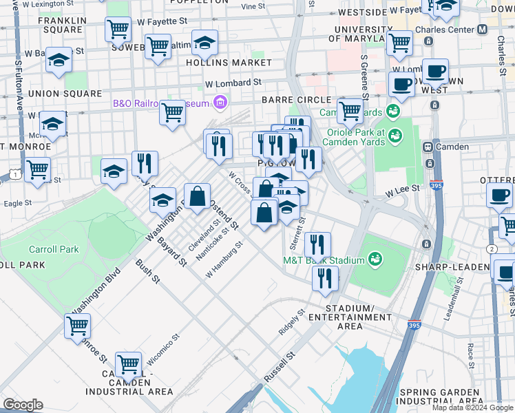 map of restaurants, bars, coffee shops, grocery stores, and more near 101 Independence Avenue Southeast in Washington