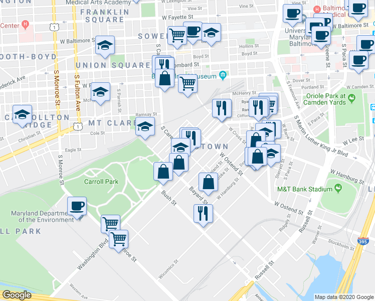 map of restaurants, bars, coffee shops, grocery stores, and more near 101 Independence Avenue Southeast in Washington