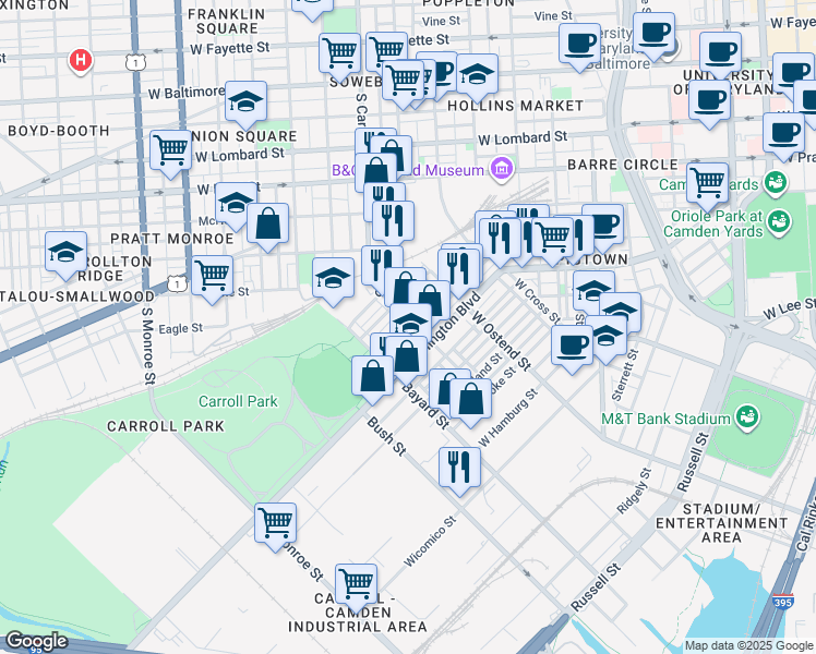 map of restaurants, bars, coffee shops, grocery stores, and more near 101 Independence Avenue Southeast in Washington