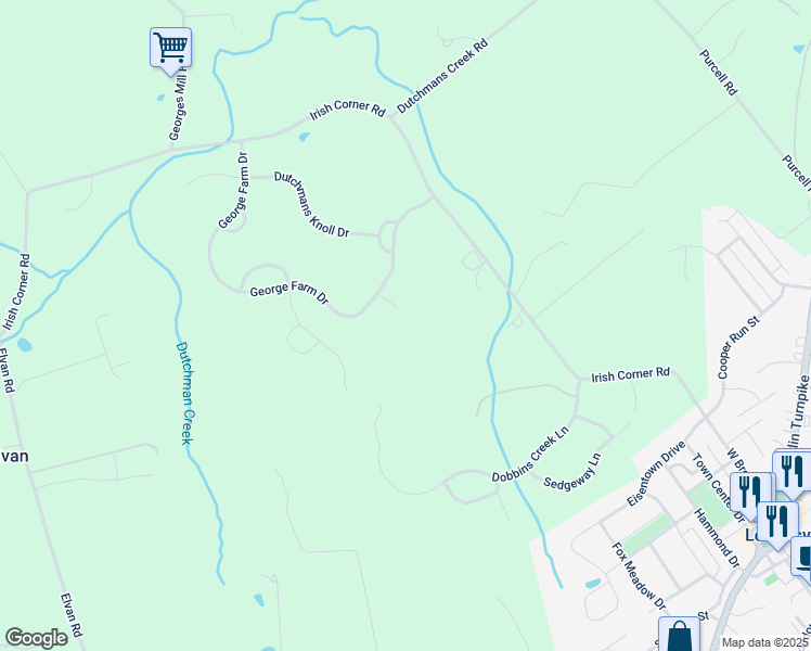 map of restaurants, bars, coffee shops, grocery stores, and more near 12027 George Farm Drive in Lovettsville