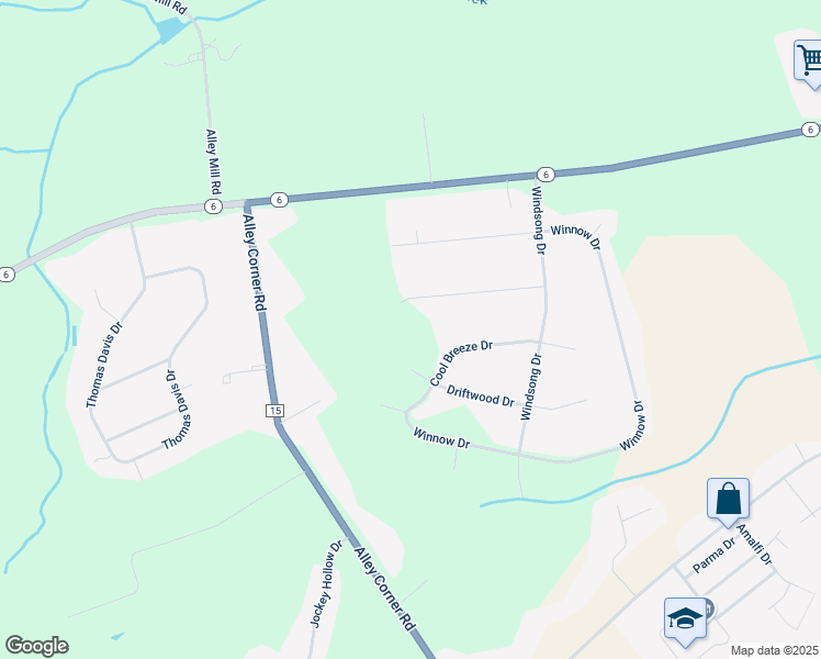 map of restaurants, bars, coffee shops, grocery stores, and more near 965 Cool Breeze Drive in Clayton