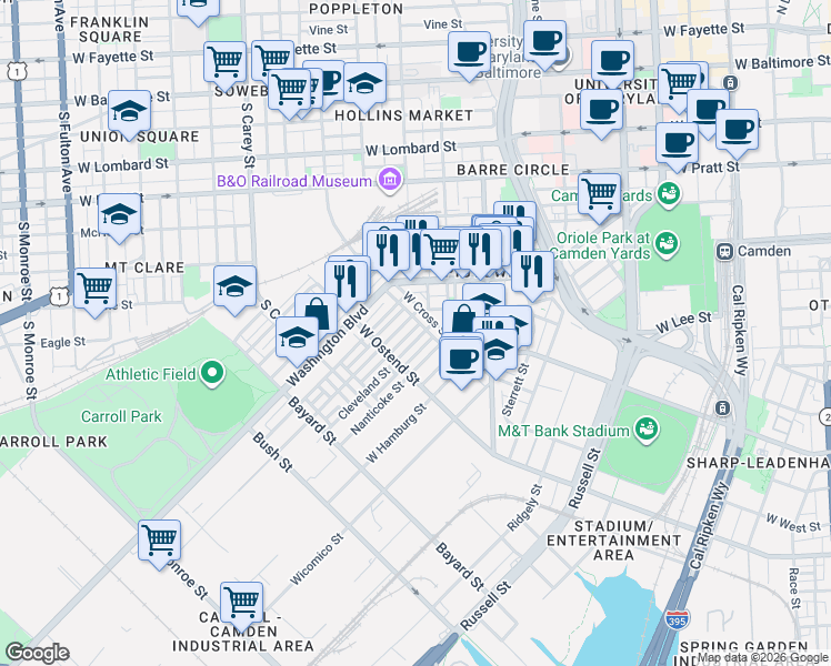 map of restaurants, bars, coffee shops, grocery stores, and more near 101 Independence Avenue Southeast in Washington