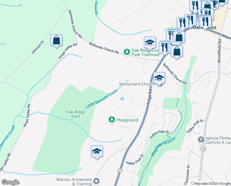map of restaurants, bars, coffee shops, grocery stores, and more near in Damascus