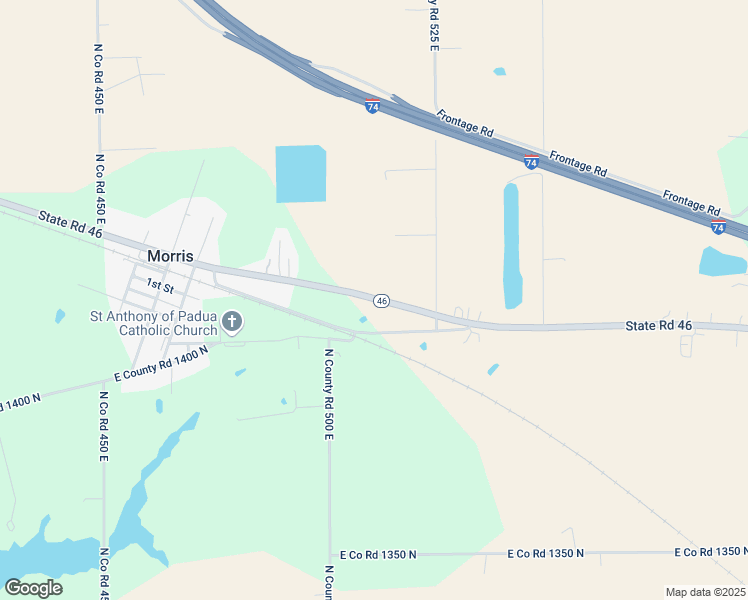 map of restaurants, bars, coffee shops, grocery stores, and more near 5104 State Road 46 in Batesville