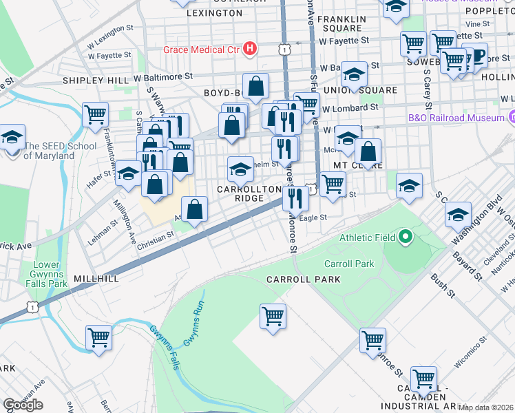 map of restaurants, bars, coffee shops, grocery stores, and more near 101 Independence Avenue Southeast in Washington