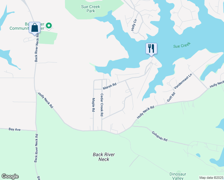 map of restaurants, bars, coffee shops, grocery stores, and more near 1013 Beach Road in Essex