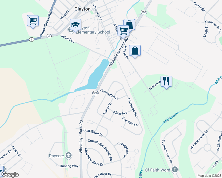 map of restaurants, bars, coffee shops, grocery stores, and more near 72 East Radison Run in Clayton