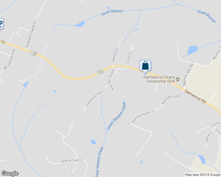 map of restaurants, bars, coffee shops, grocery stores, and more near 26002 Damascus Hills Lane in Damascus