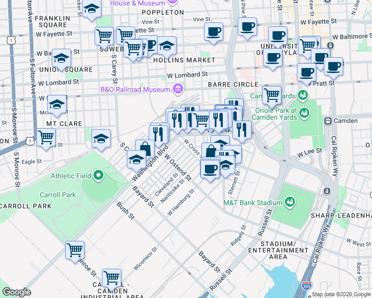 map of restaurants, bars, coffee shops, grocery stores, and more near 101 Independence Avenue Southeast in Washington