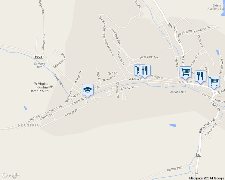 map of restaurants, bars, coffee shops, grocery stores, and more near 18 Carolina Ave in Salem