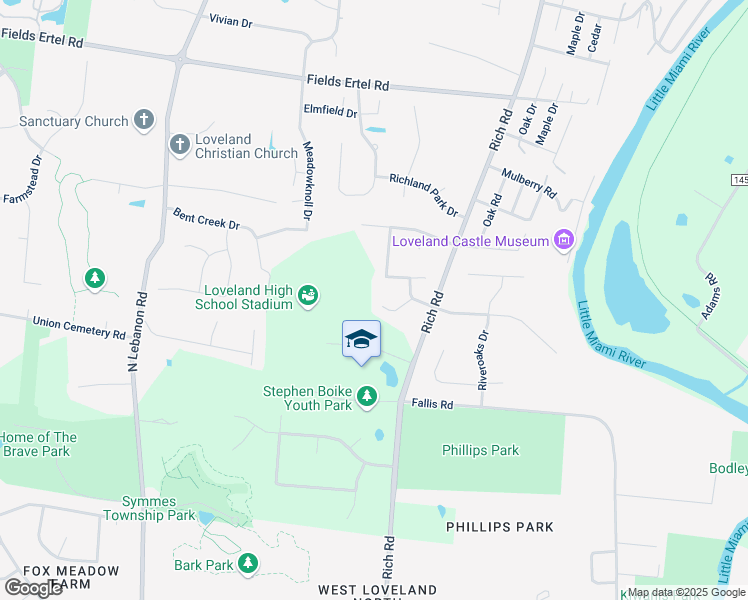 map of restaurants, bars, coffee shops, grocery stores, and more near 10250 Fawncrest Court in Loveland