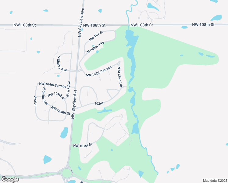 map of restaurants, bars, coffee shops, grocery stores, and more near 5805 Northwest 104th Street in Kansas City