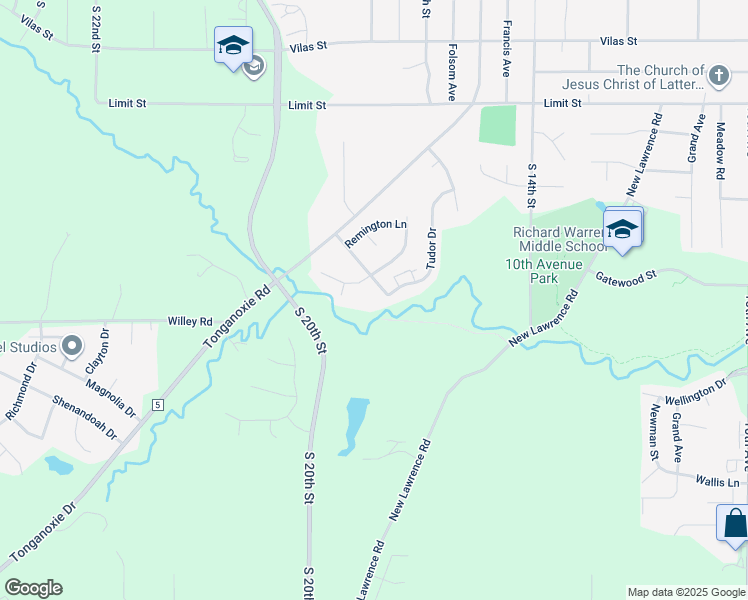 map of restaurants, bars, coffee shops, grocery stores, and more near 1635 South 20th Street in Leavenworth