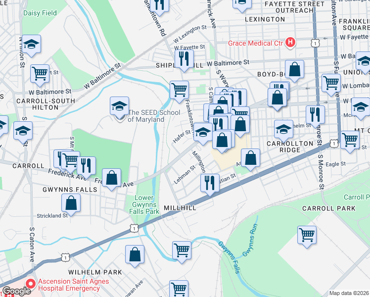 map of restaurants, bars, coffee shops, grocery stores, and more near 101 Independence Avenue Southeast in Washington