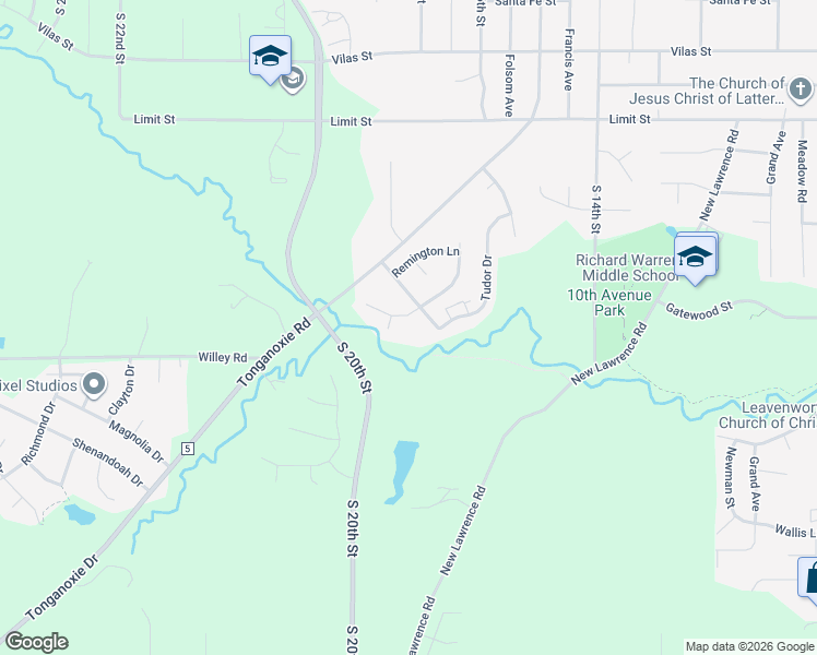 map of restaurants, bars, coffee shops, grocery stores, and more near 1635 South 20th Street in Leavenworth