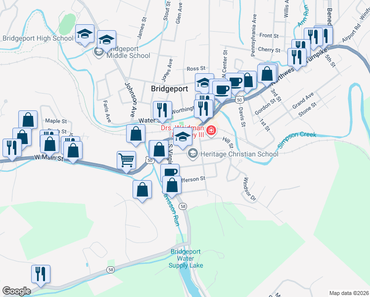 map of restaurants, bars, coffee shops, grocery stores, and more near 201-241 Newton Avenue in Bridgeport