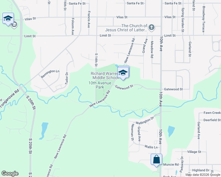map of restaurants, bars, coffee shops, grocery stores, and more near 3501 New Lawrence Road in Leavenworth